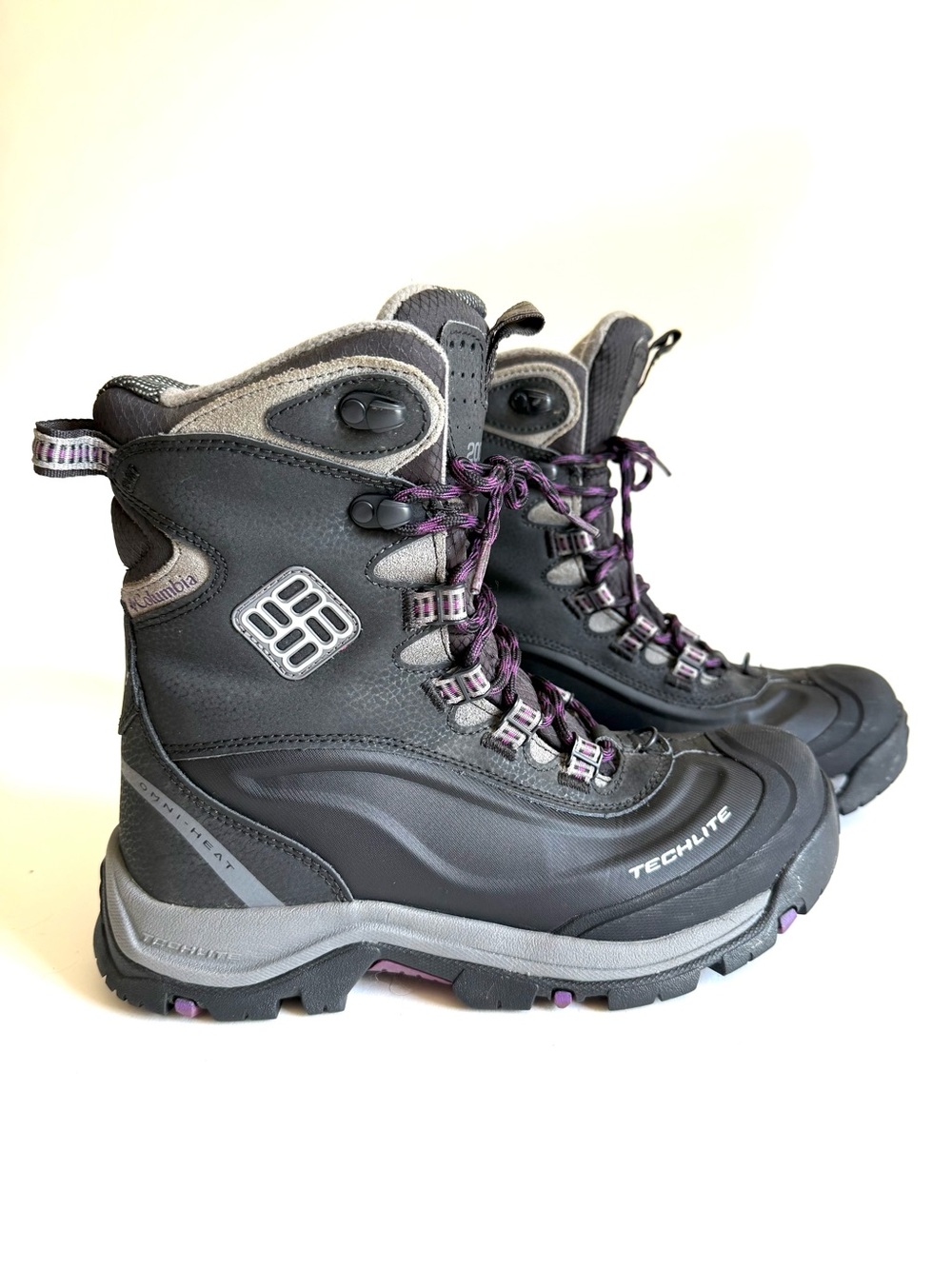 Columbia Bugaboot II Black Purple Winter Snow Hiking Boot 8.5 Gorpcore Granola